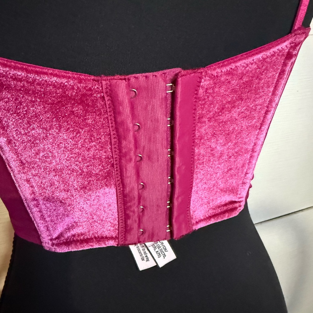 VICTORIA SECRET DREAM ANGEL UNLINED LACE UP VELVET CORSET TOP SMALL - Picture 6 of 7